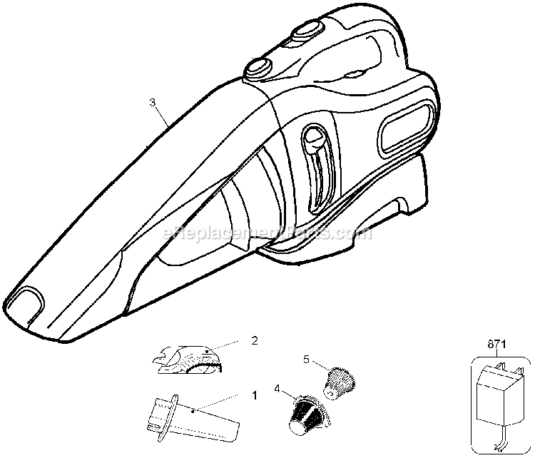 Black and Decker CHV1408 (Type 1) 14.4v Cyclonic Dustbuster Power Tool Page A Diagram